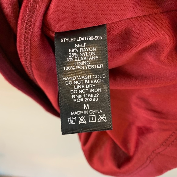 Wine Red Scalloped Hem Mini Dress Medium open back - Picture 16 of 16